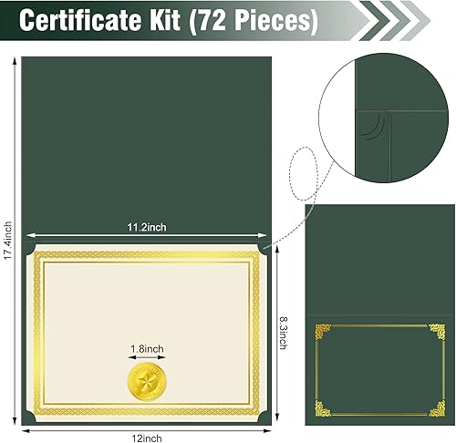 Miniatura 3 de Epakh El kit de certificado de 72 piezas incluye 24 titulares de certificados y 24 papeles, 24 calcomanías de sellos de premio, cubiertas de