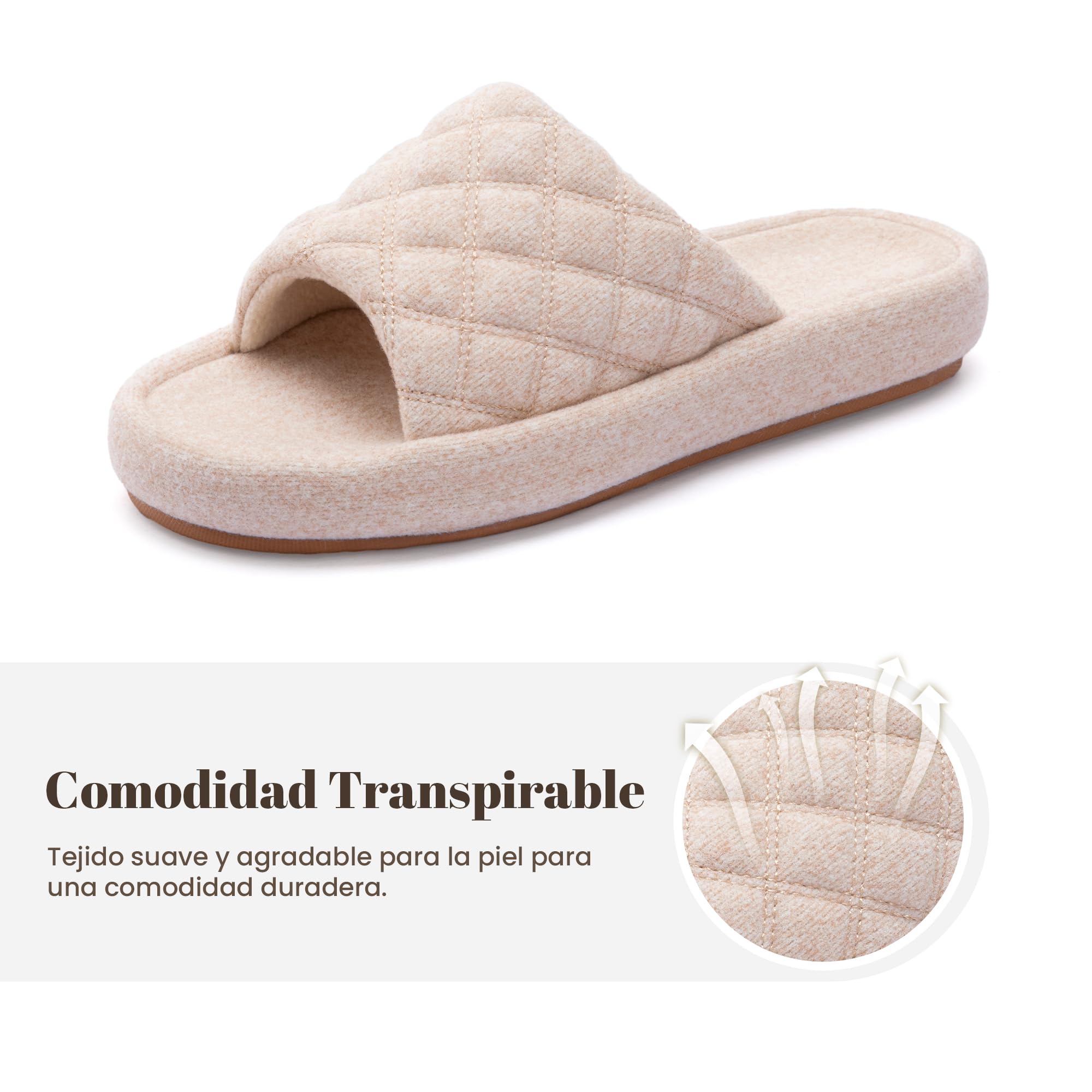 RockDove Zapatillas de Casa para Mujer en Fieltro Acolchado con Punta Abierta, Soporte para el Arco y Espuma Viscoelástica, Cómodas para Interior y Exterior