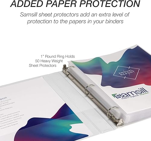 Vista 106 de Samsill Durable - carpeta negra redonda de cartón, Blanco