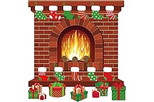 66 Pieces Large Christmas Fireplace Bulletin Board Decor 43 x 39 Inch...