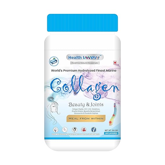 Health Innov8 World's Premium Hydrolysed Finest Marine Collagen Peptide (Beauty & Joint) Type 1 & Type 3 (Unflavoured)