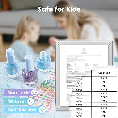 Miniatura 7 de Tomons Juego de esmaltes de uñas para niñas, kit de arte de esmalte de uñas no tóxico para niños de 7 a 12 años, juguetes regalos para niñas de 8,