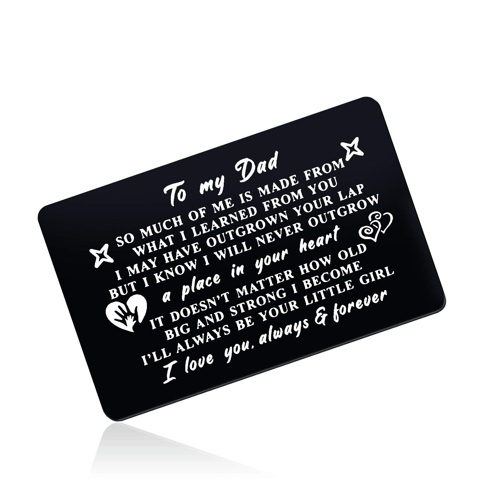 Biglietto di auguri per la festa del papà in metallo per papà e papà, regalo di compleanno per papà da figlio, con incisione a portafoglio, per Natale, matrimonio, papà, famiglia