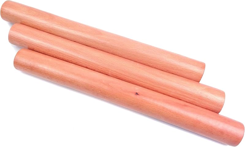 Wooden Rolling Pins, 3-Pack 10-Inch Classic Baking Tools for Dough | Natural wood, 10" x 1", 3-piece set, for dough, pastry, cookies, baking, home kitchens, hand wash