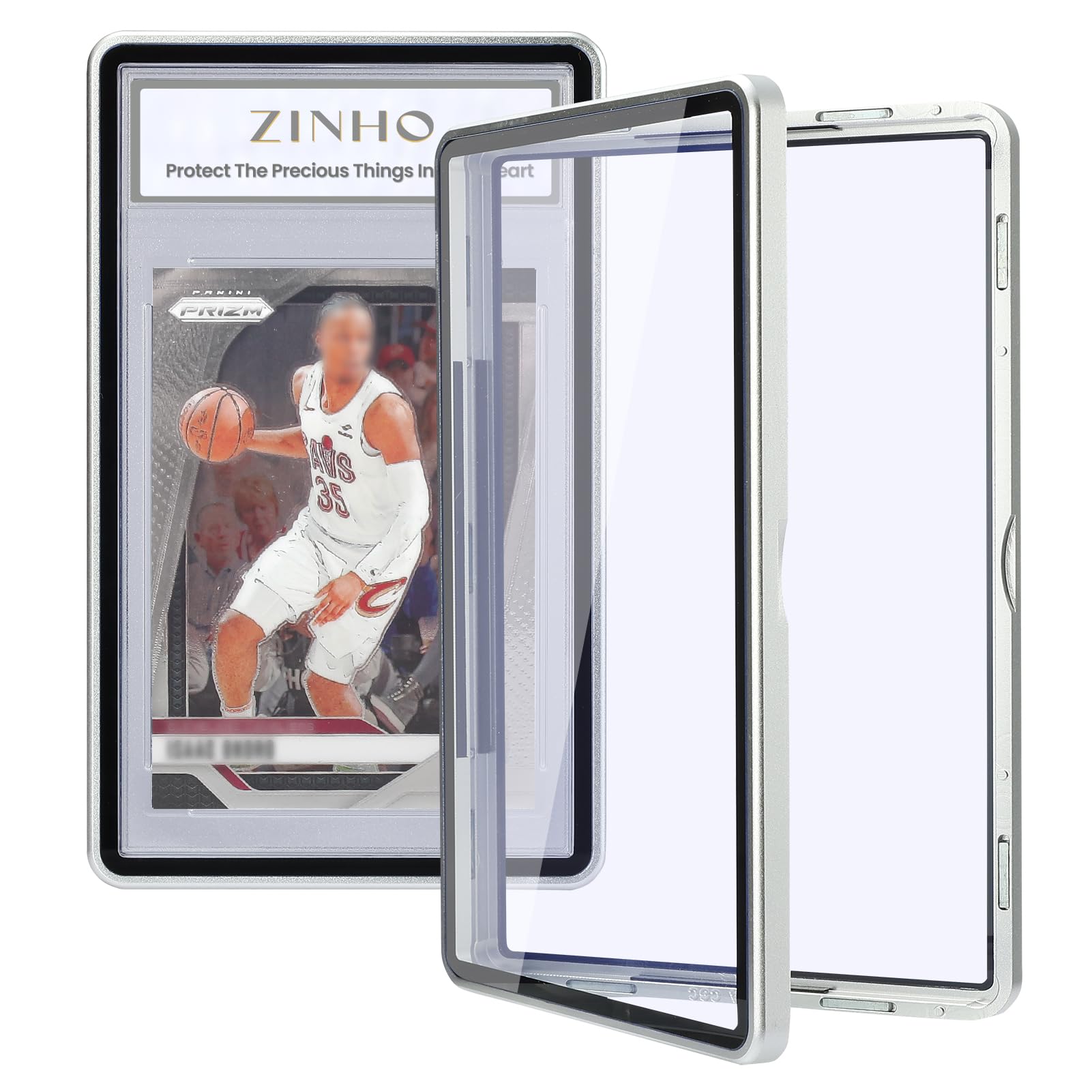 ZINHO Graded Card Case Magnetic Aluminum Alloy Slab Protector Display Case Fits 35PT PSA/CGC/CSG Cards, UV Protection (Silver)