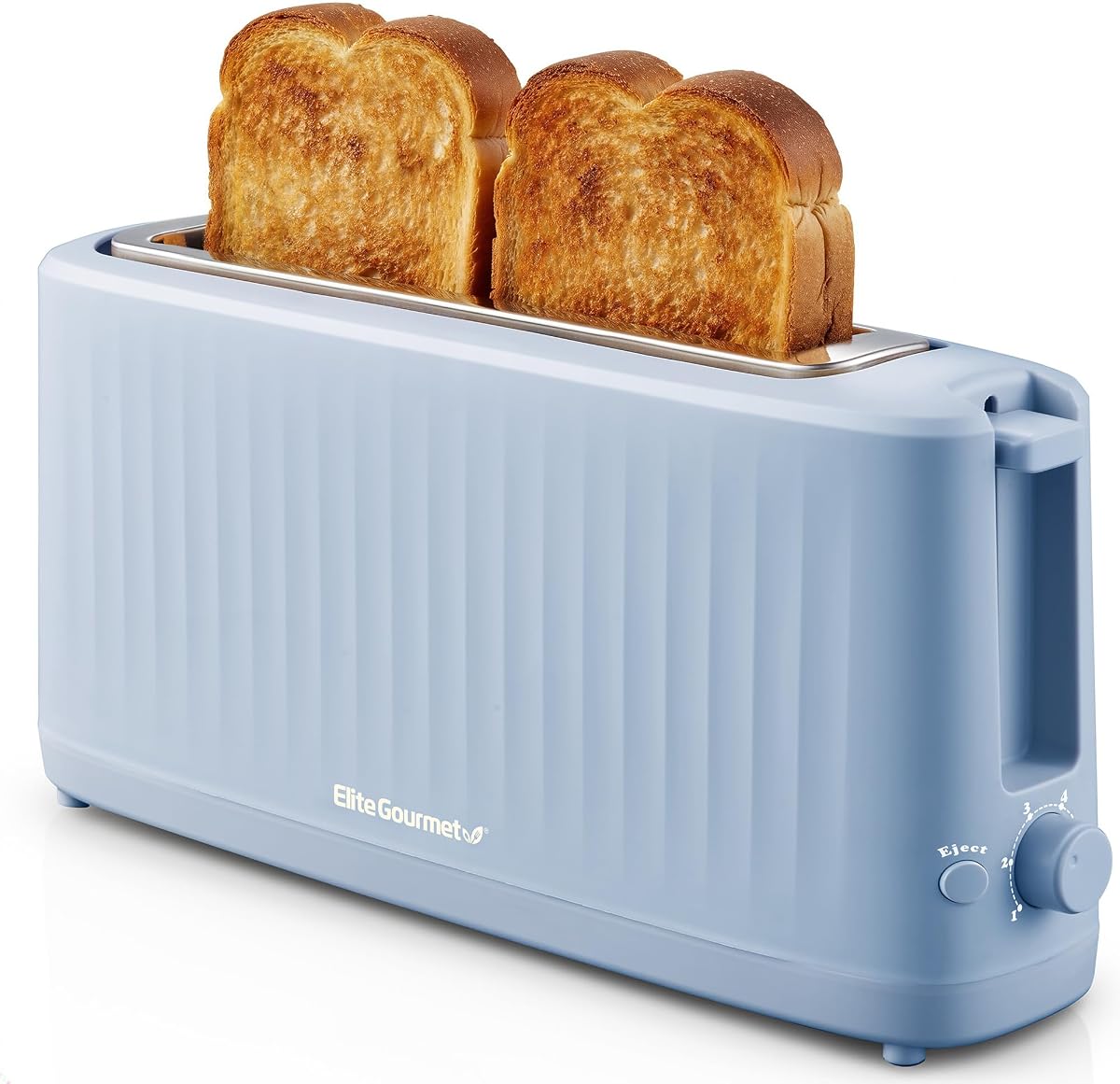 Elite Gourmet ECT2517OX SLIMTOAST 2-Slice Long Slot Toaster, Ocean Blue | Cool-Touch Body, 6 Browning Shades, Extra-Wide 1.5" Slot Fits Artisan Bread, Bagels, Waffles & English Muffins