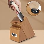Kuisine Chef Couteau, acier inoxydable au carbone élevé Ultra Poignée ergonomique à lame tranchante, ensemble de couteaux à la chatte avec aiguiseur intégré, cadeau élégant pour les vacances (Acacia A49, 15PCS)