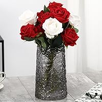 Vista 40 de Jarrón de vidrio transparente para flores, florero para ramo, jarrones de vidrio modernos, jarrones acanalados para sala de estar, dormitorio, mesa