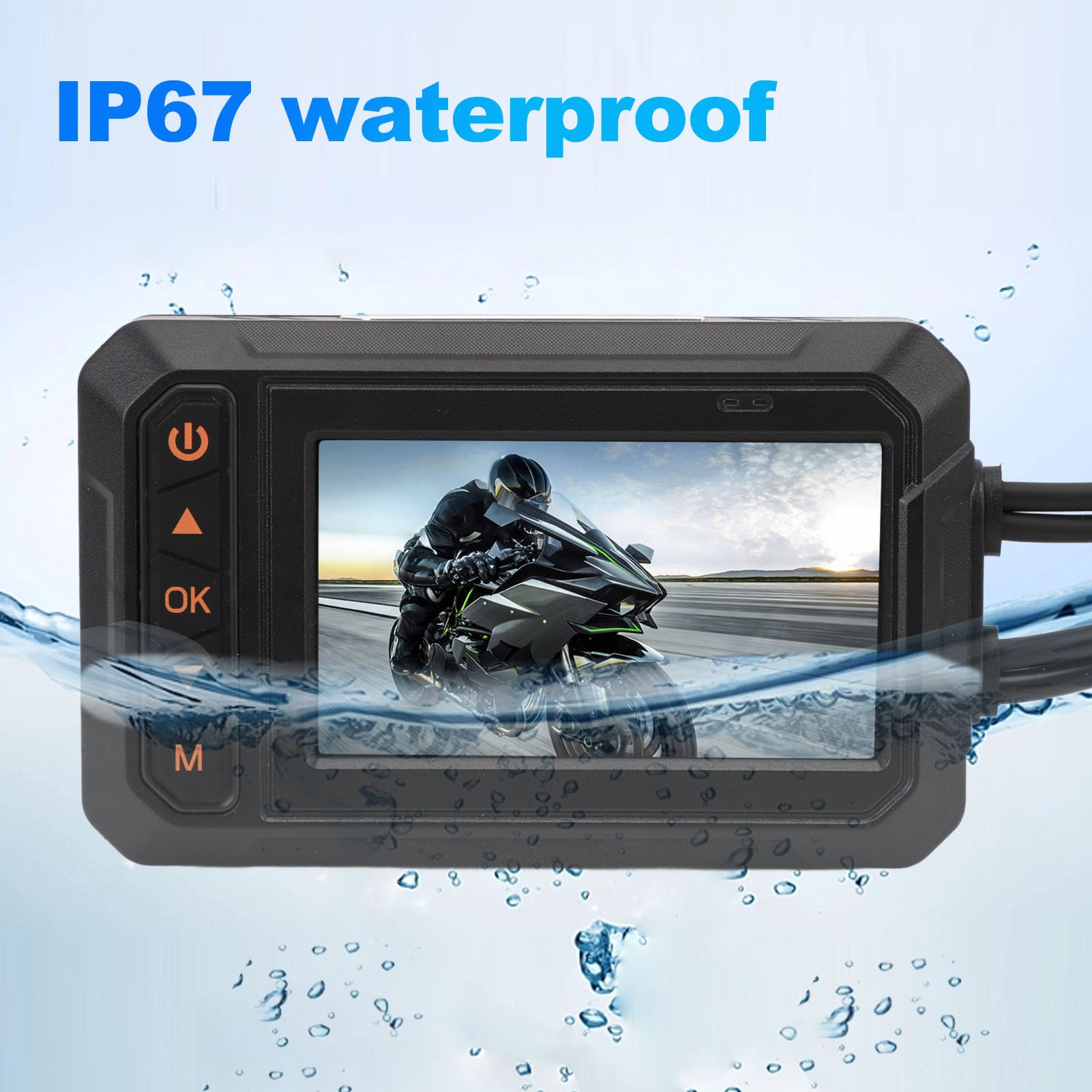 Motocyklowa kamera na deskę rozdzielczą Podwójny obiektyw szerokokątny 150° Rejestrator jazdy 3-calowy ekran IPS Wodoodporna kamera IP67 Monitor wideo Full HD do motocykli
