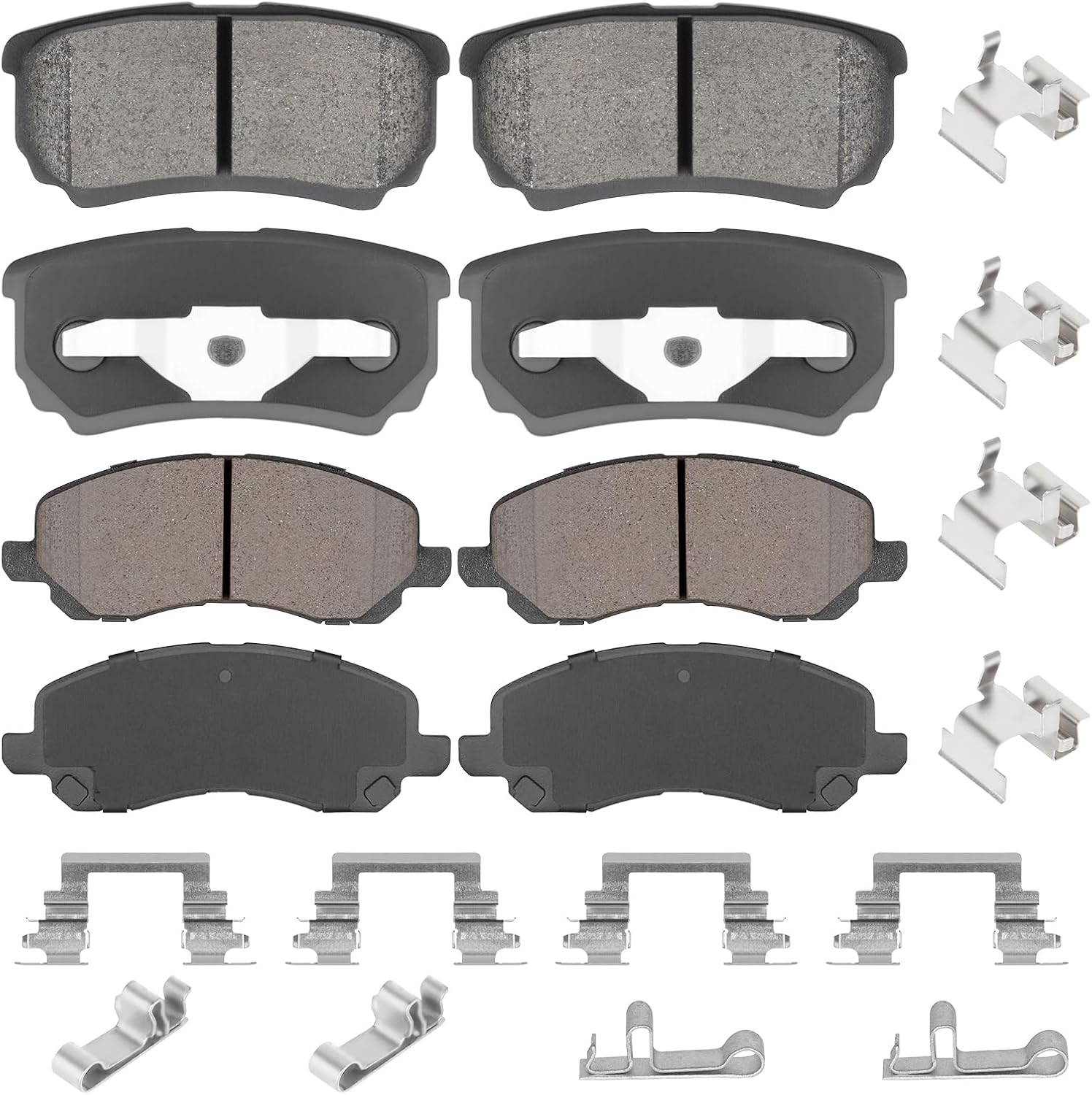 Front & Rear Ceramic Brake Pads Set for Jeep Compass, Patriot 2007-2017, for Dodge Caliber 07-12, Avenger 08-14, for Chrysler 200 2011-2014, Sebring 07-10 for Mitsubishi Lancer 04-06 & 08-16, 8PCS
