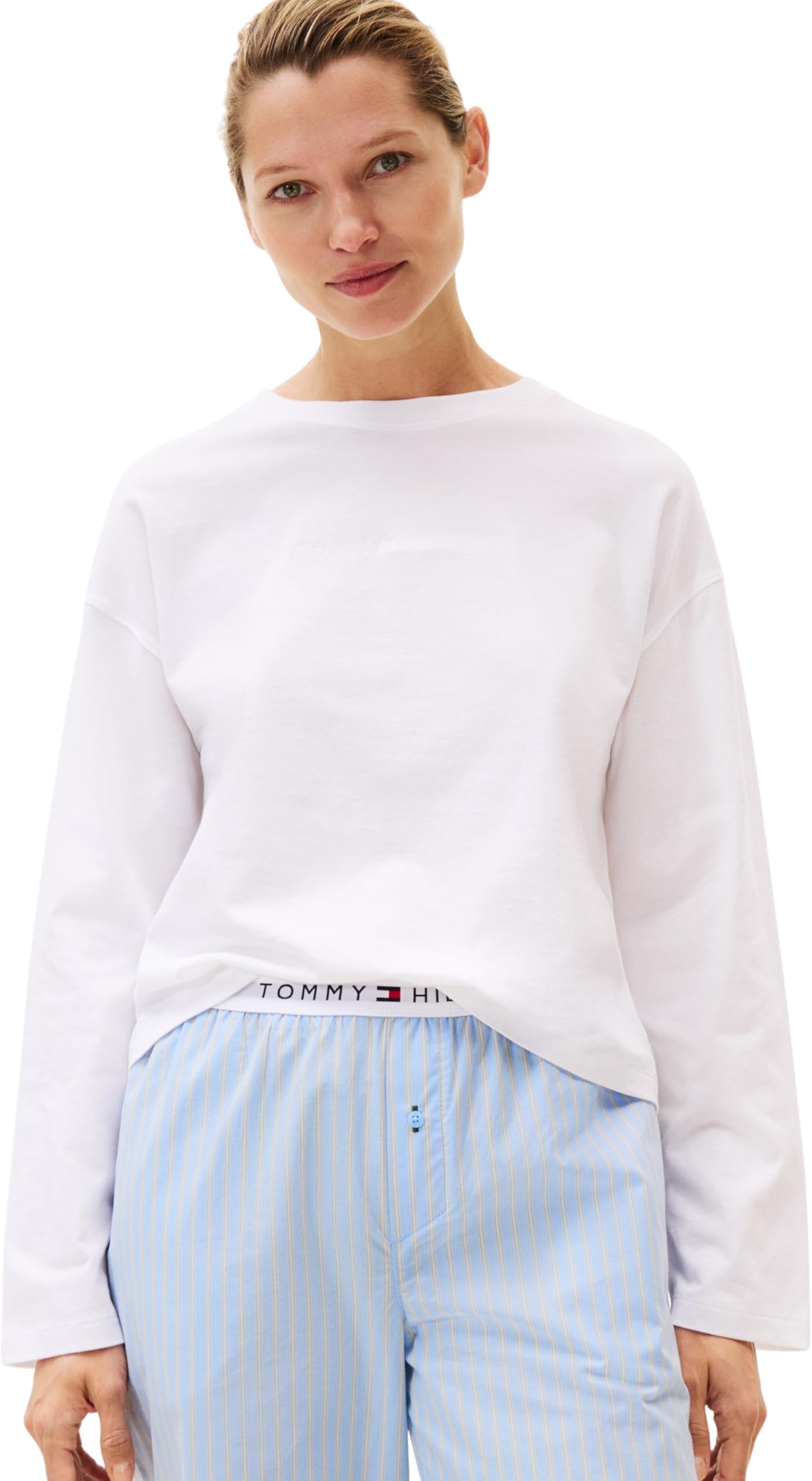 Tommy Hilfiger Damen Langarmshirt Logo T-Shirt Relaxed Fit