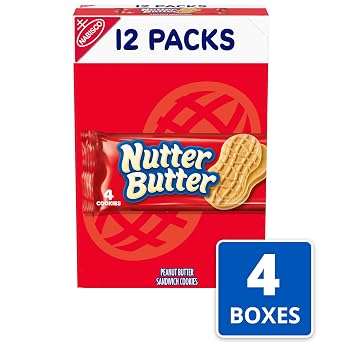 Nutter Butter Peanut Butter Sandwich Cookies, 48 Snack Packs (4 Cookies Per Pack, 4 Boxes)