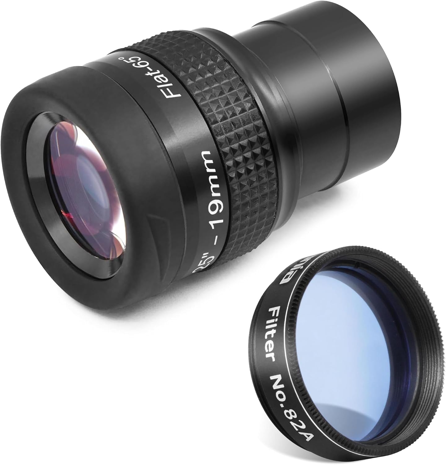 Astromania 1.25" Color/Planetary Filter - #82A Light Blue - Bundle with - Telescope Eyepiece Flat Field 19mm