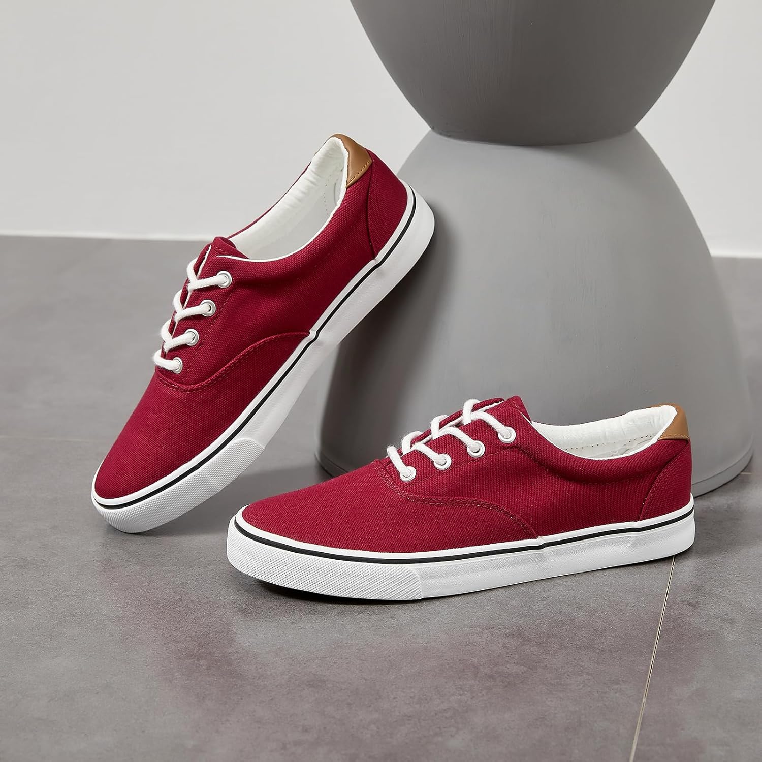 yageyan Men’s Low Top Canvas Walking Shoes Lace-up Fashion Sneakers Casual - Image 3