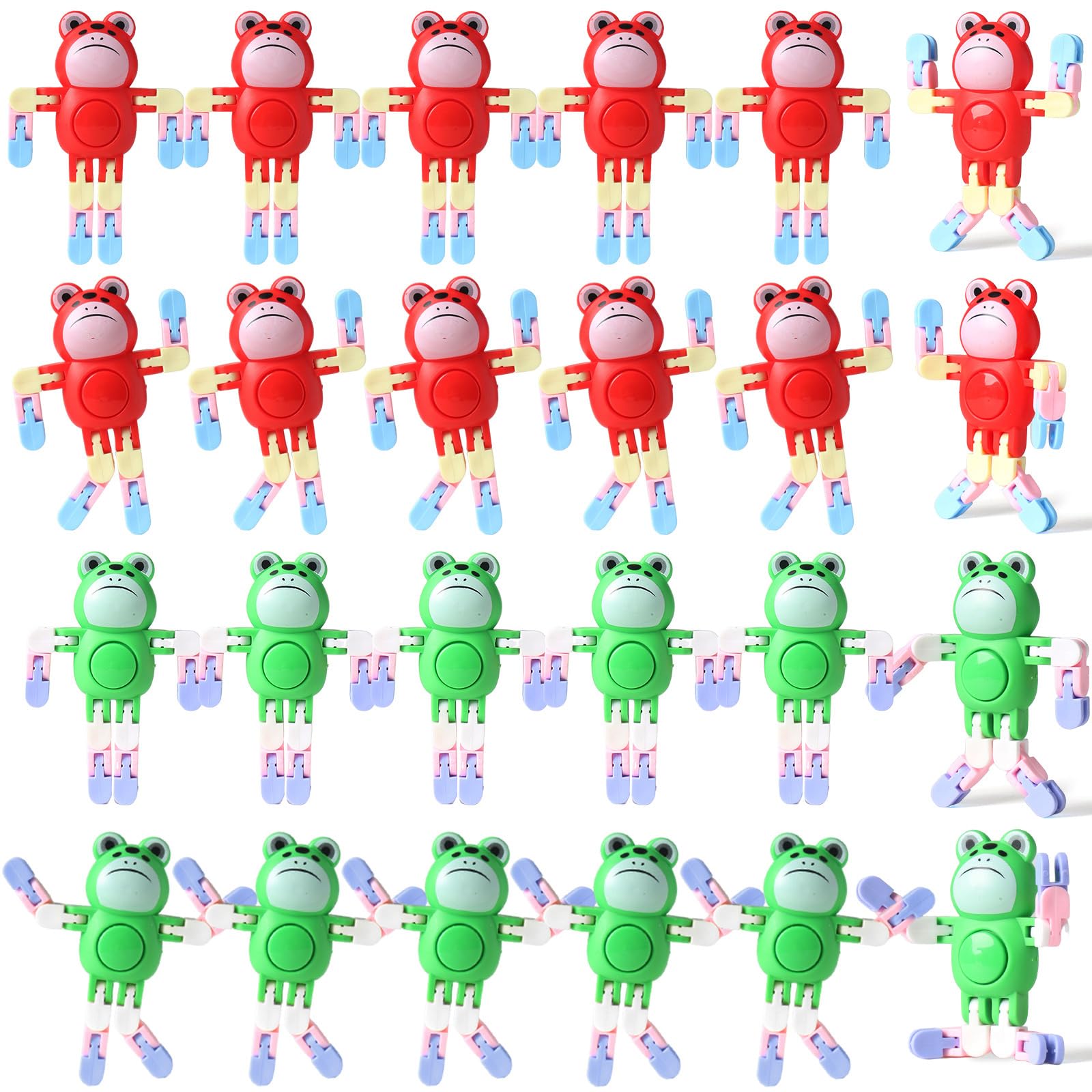 24 Pcs Transformable Fidget Spinners Frog Toys for Kids and Adults Stress Relief Sensory Toys for Boys and Girls Fingertip Gyros for ADHD Autism for