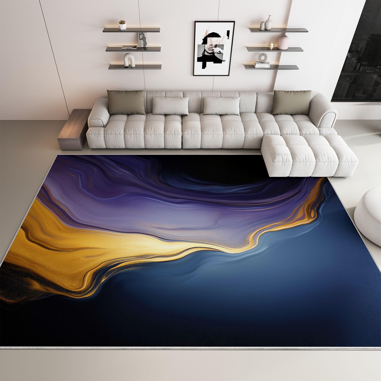 Tapis Lavable en Machine et Antidérapant 120x180cm au Toucher Doux pour Cuisine