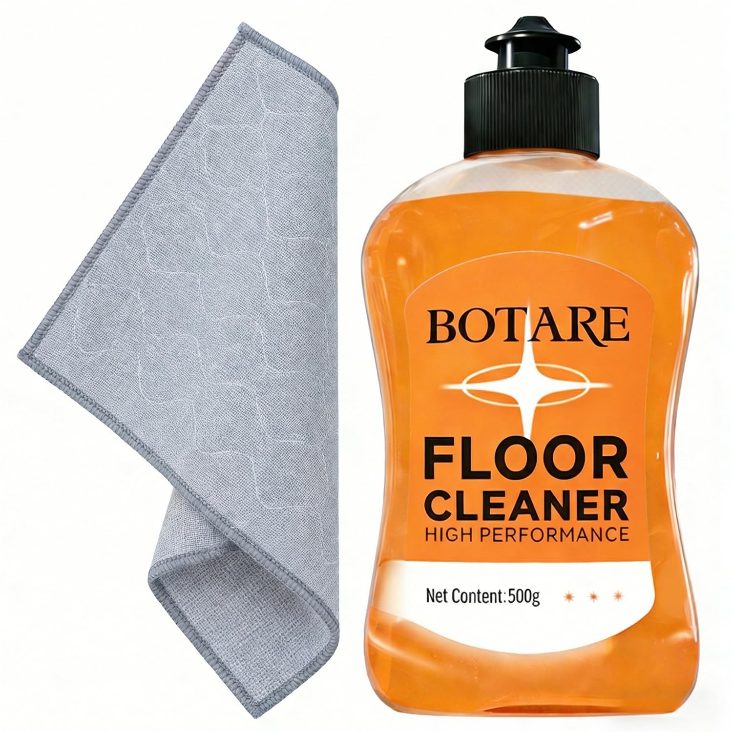 Floor Cleaner Liquid for Mopping, Household Deep Cleaning Solution for Wood,Hardwood,Tile,Laminate,Marble &amp; Porcelain &amp; Bathroom,Orange Scent,17.6 Fl Oz Each(1 Bottle+1 Cleaning Cloth)