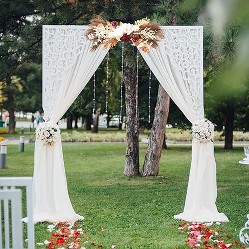 Miniatura 8 de 2 flores bohemias para arco de boda, guirnalda rústica de hierba de pampa para dintel de arco, guirnaldas de flores de boda, arreglos florales para