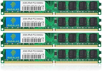 Rasalas DDR2 8GB Kit (4X 2GB) DDR2-800 PC2-6400 Udimm 2RX8 1.8V CL6 240-Pin Non-ECC Unbuffered Desktop RAM Memory