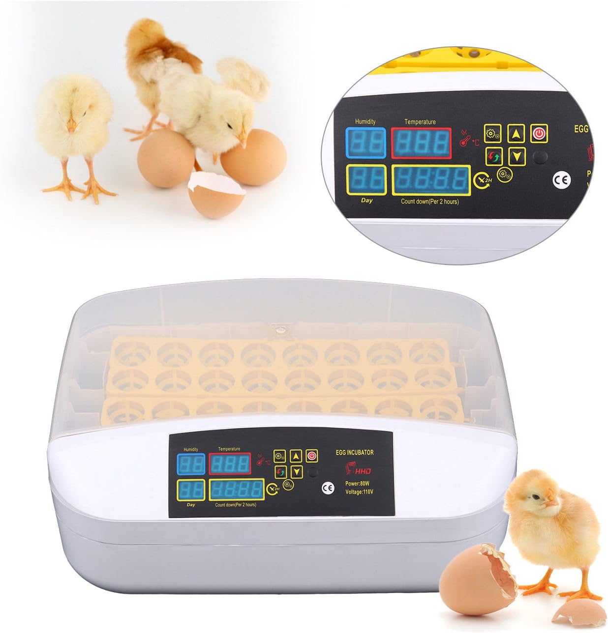 XuanYue 32 Digital Automatic Egg Incubator, with Automatic Egg Turning and Digital Temperature Control Poultry Hatchery for Chickens Ducks Goose Birds