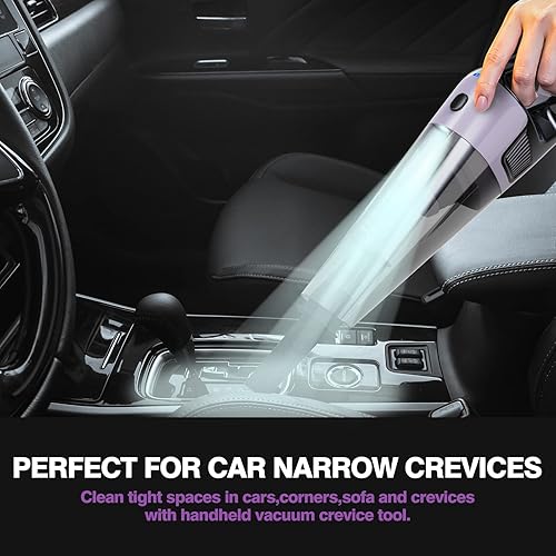 Miniatura 6 de Aspiradora de coche recargable inalámbrica con 2 filtros, aspiradora de mano con succión fuerte de 9000 Pa, mini aspiradora de mano portátil
