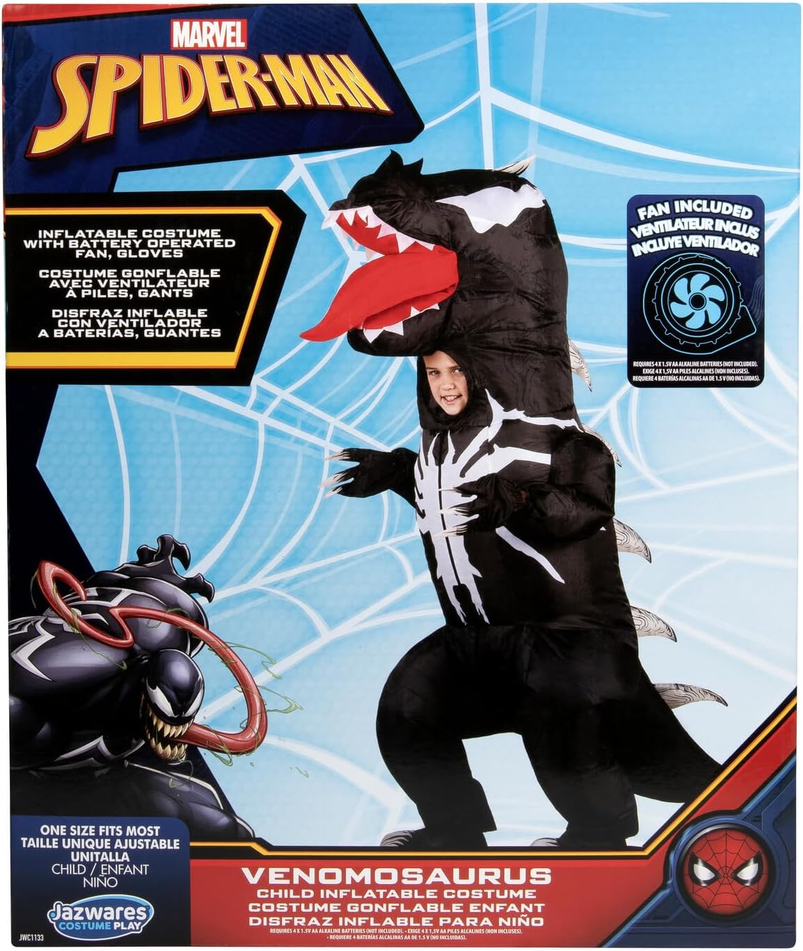 Marvel Kids Inflatable Venomosaurus Costume - Officially Licensed Symbiote Dinosaur Suit