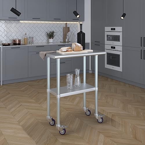 Miniatura 188 de AmGood Mesa de trabajo de acero inoxidable con ruedas Estación de trabajo