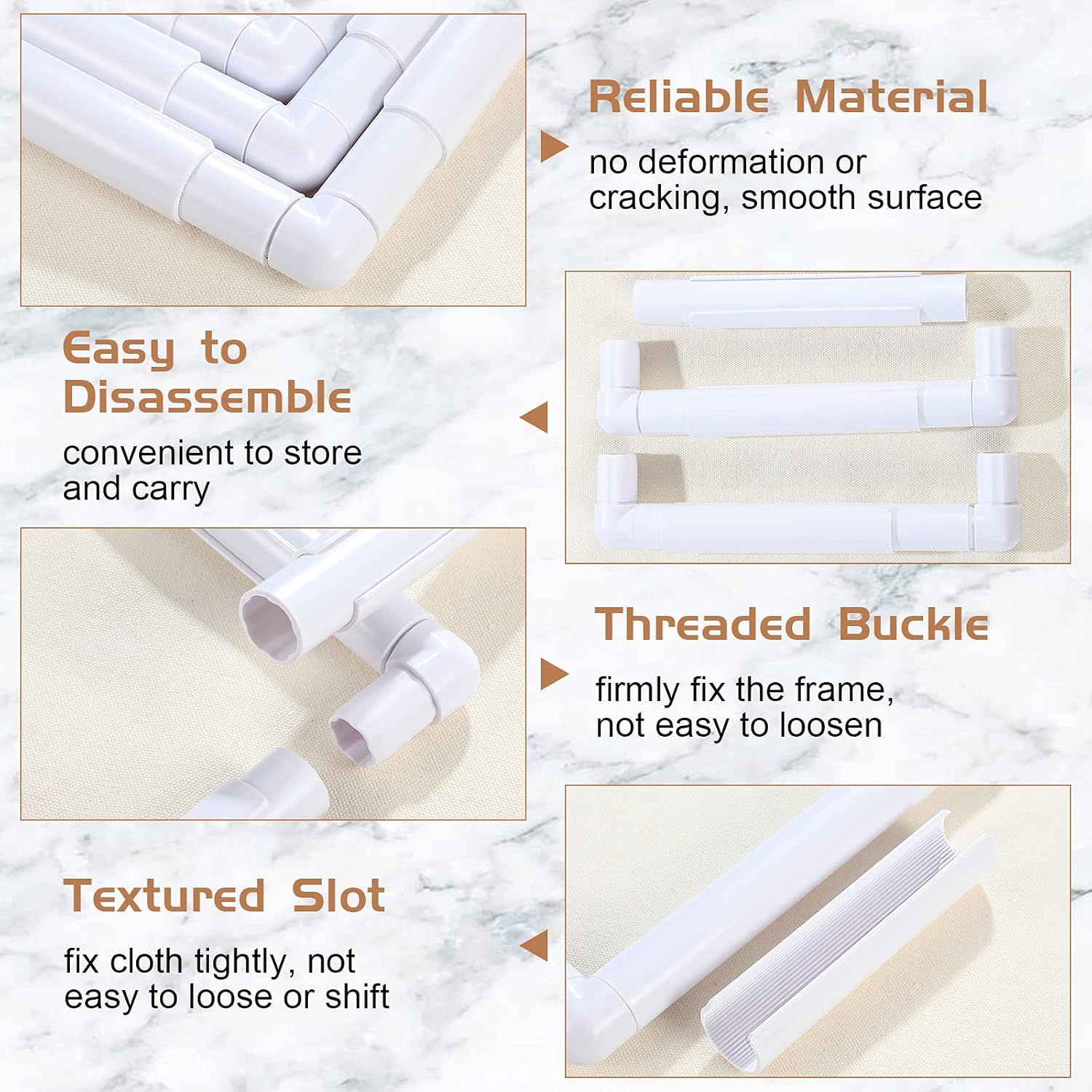 Janinka Embroidery Hoop 3 Pcs Cross Stitch Hoops and Frames White Rectangular Cross Stitch Embroidery Snap Frame DIY Sewing Tool for Quilting Silk-Painting 6 x 6, 8 x 8, 11 x 11 in(White)