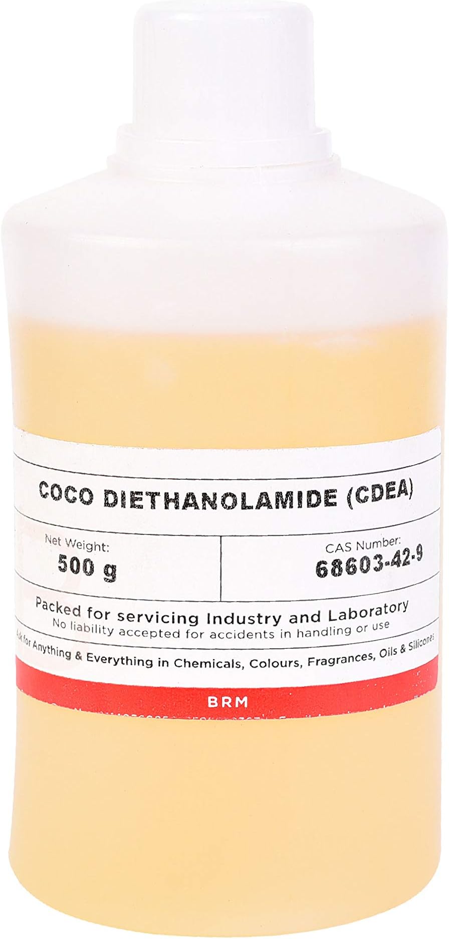 BRM Chemicals Coco Di Ethanol Amide CDEA For Soap Making, Shampoo Making, DIY Cosmetics For Hair, Skin, Personal Care - Viscous - 500 Grams