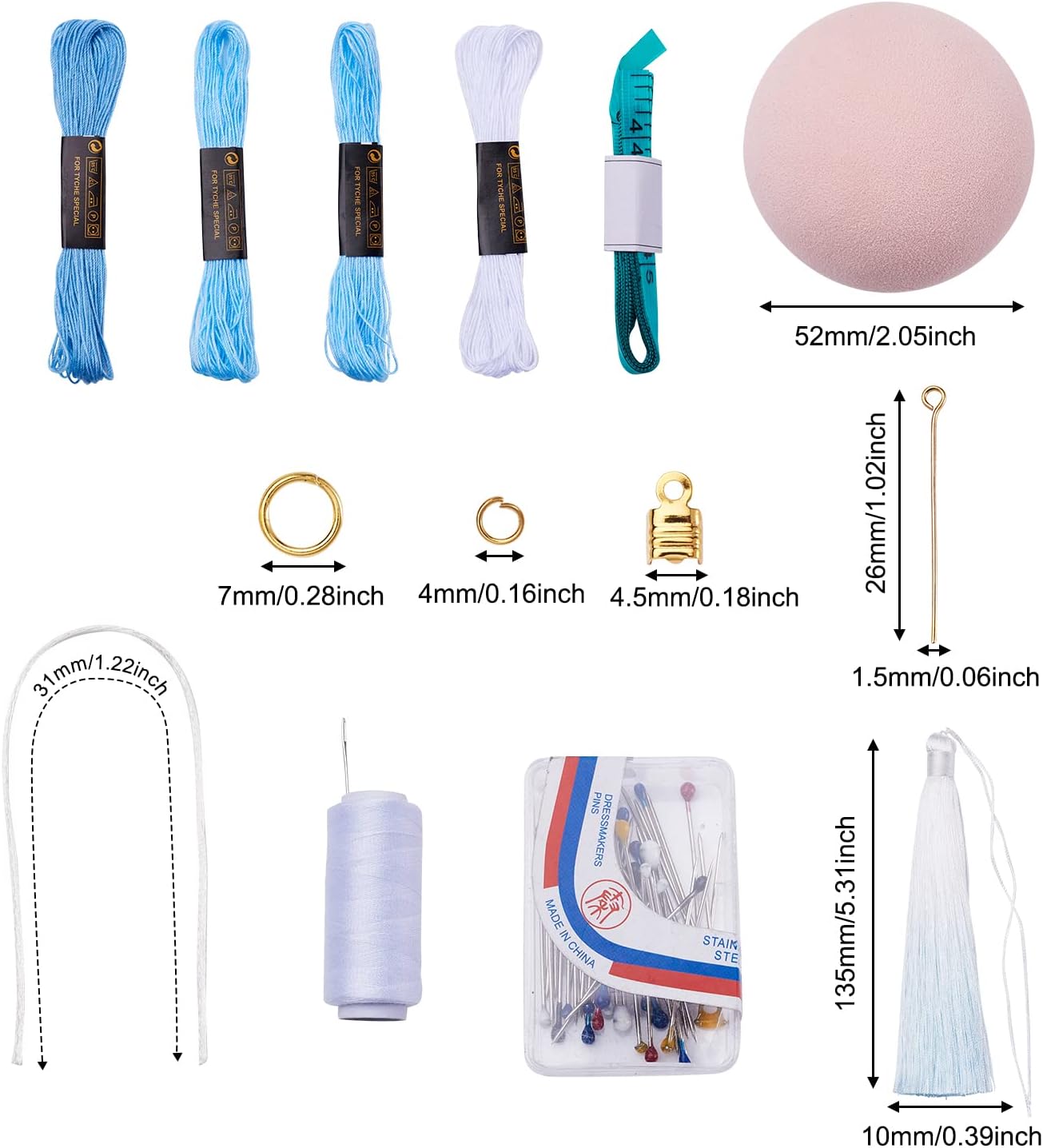 Elecrelive Sky Blue Round Temari Ball Embroidered Thread Balls Kits image 4