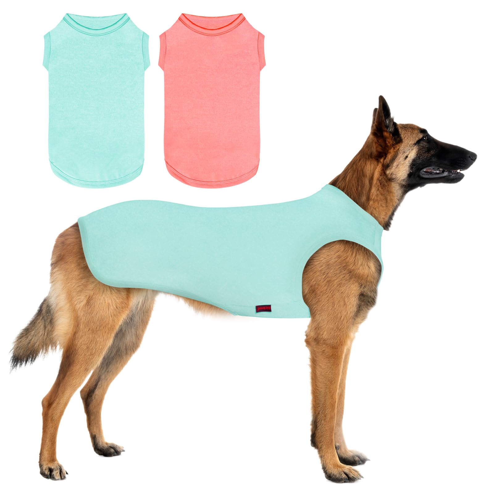 Kickred 2 Pieces Shirts for Dog, Soft and Cool Dog T Shirt Vest Clothes, Breathable Pet Apparel Tank Top, Summer, Fall Doggy Sleeveless Sweatshirt for