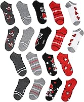 Disney Minnie Mouse Women's No Show Ankle Socks 9 Pack - Mix & Match Designs, Soft Stretchy Fit Sizes 4-10