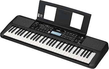 Yamaha PSR-E383 Portable Keyboard for Beginners bundled with HPH-100 Headphones, L-2C Keyboard Stand, and sustain Pedal