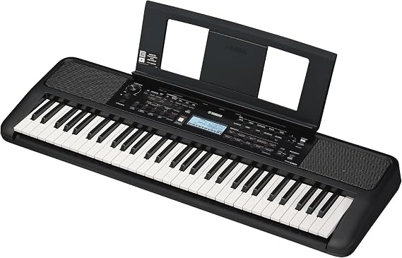 Yamaha PSR-E383 Portable Keyboard for Beginners bundled with HPH-100 Headphones, L-2C Keyboard Stand, and sustain Pedal