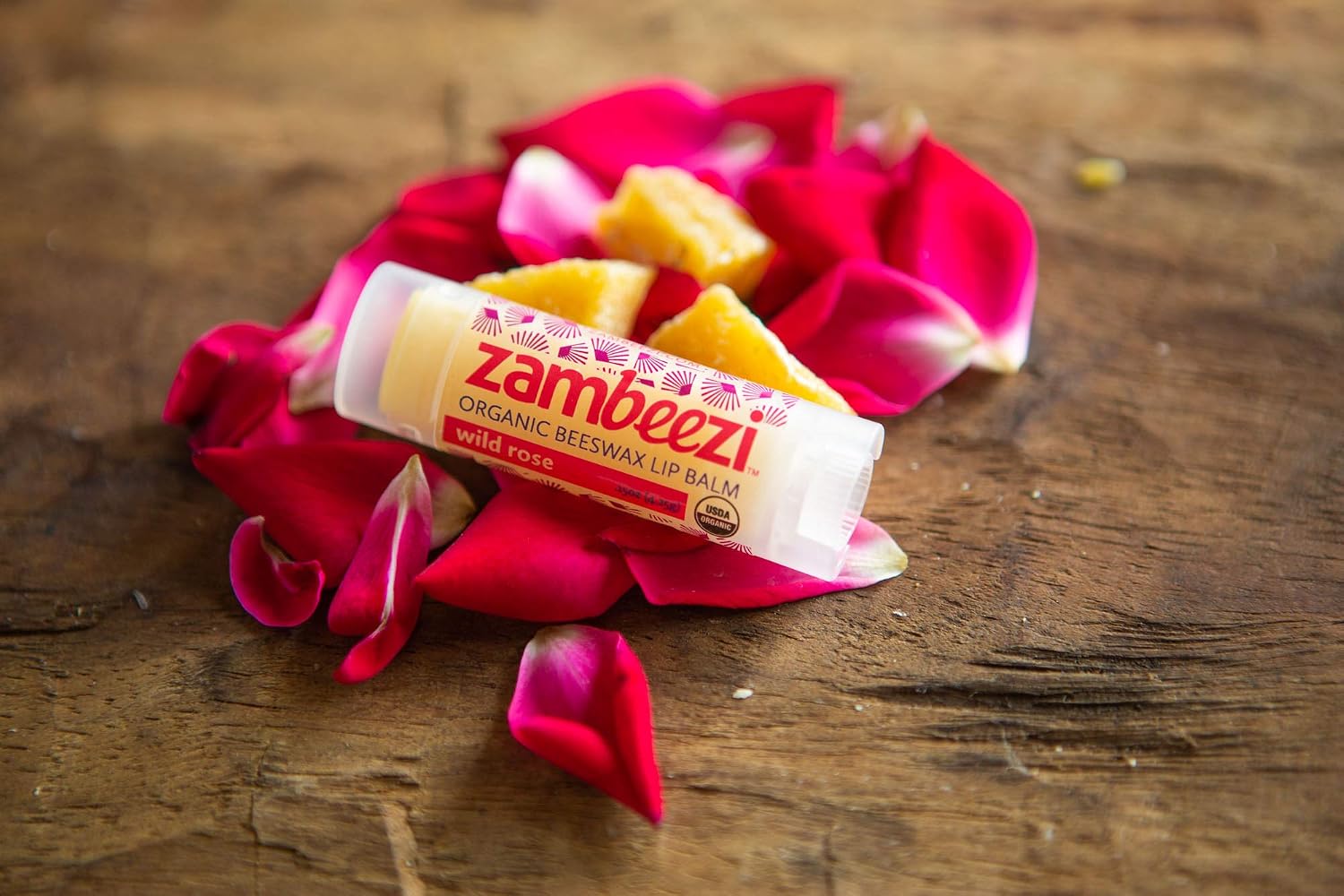 ZAMBEEZI Fair Trade, Organic Beeswax Lip Balm - Variety 6 Pack (Lemongrass, Tangerine, Wild Rose, Sweet Basil, Suncare and Honeybalm) - Ethically Sourced image 3