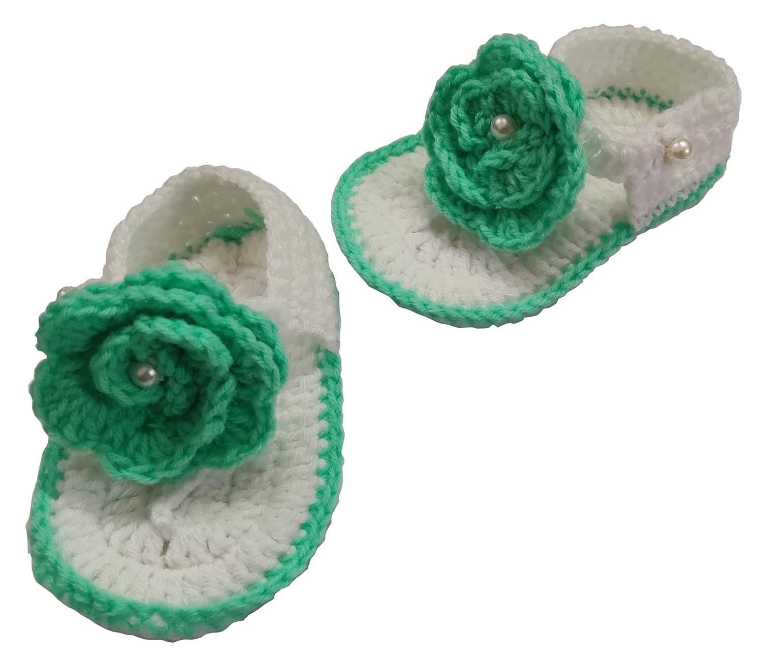 KIDZOO Handmade Crochet Woolen Baby Slippers/Booties/Flip Flops Slipper/Sandals for Boys & Girls age 9-12 month Size 12cm x 7cm (Pack of 1 Pair Woolen Slippers) 2 71a2yld5JrS. SL1500