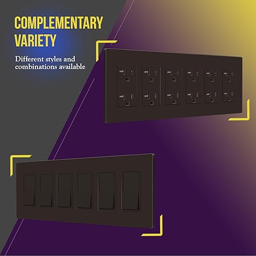 Miniatura 748 de ENERLITES SI8834-BK - Placa de pared decorativa sin tornillos, cubierta de enchufe segura, 4 entradas, 4.68 x 8.30 pulgadas (alto x largo), Negro
