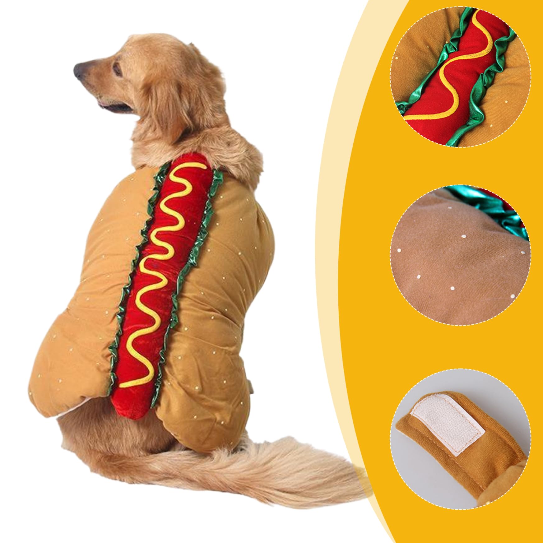 Hotdog-Hundekostüm, Hotdog-Hamburger, lustiges Hundekostüm, warme, weiche Hundebekleidung für Hunde und Katzen, Hundekleidung für Weihnachten, Halloween, Karneval, Kostümparty, XL-Hunde-Ko