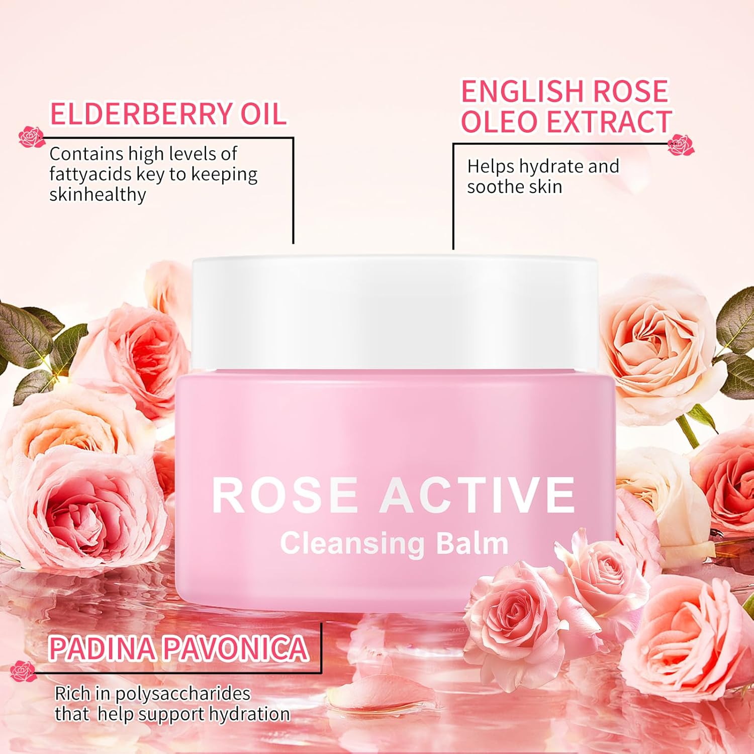 Makeup Remover & Cleansing Balm, Rose Makeup Melting Remover, Gentle and Nourishing Cleansing Balm for Eyes, Lips, Face, Sensitive Skin, Deep Cleanse & Moisturize - Image 6