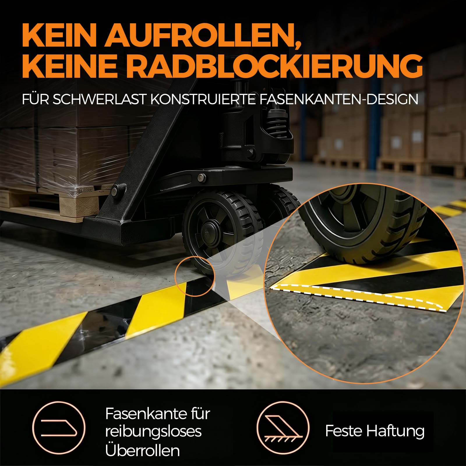 Warnklebeband, Verstärkt und verschleißfest Warnband, Gefahren Markierungs Klebeband Absperrband Zur Bodenmarkierung,50mm x 30m - Gelb/Schwarz