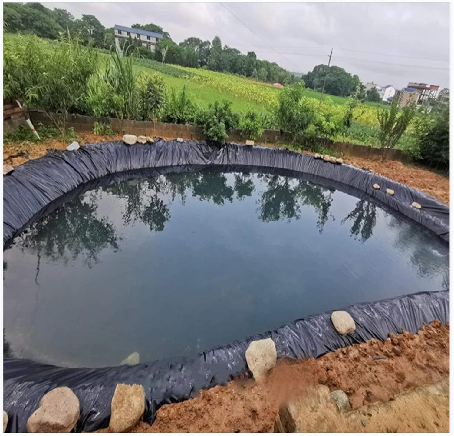 Premium Black HDPE Pond Liner - Durable Garden Bed & Fish Pond Membrane for Streams, Fountains - 3x8m PondGard Water Feature Liner