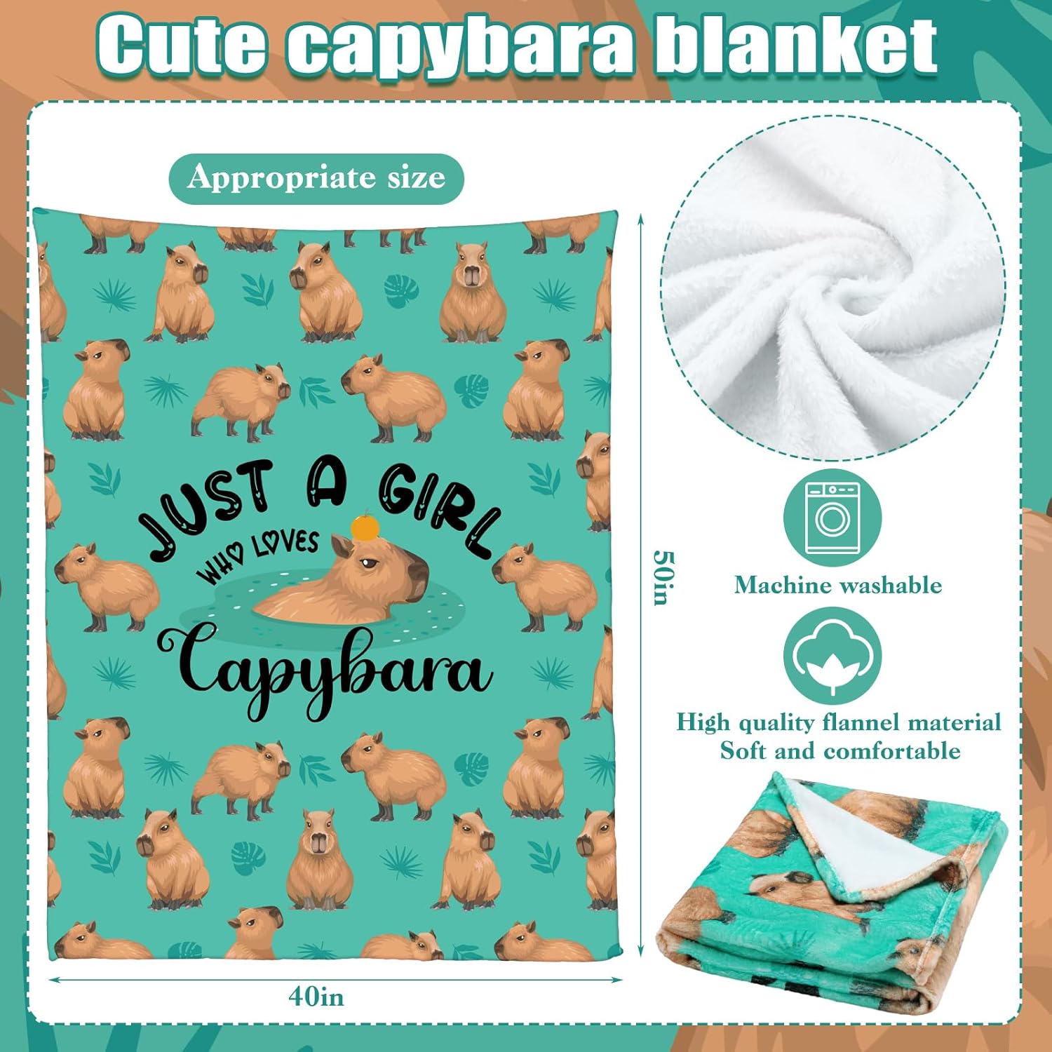Skicuff 4 Pcs Capybara Gifts Set Capybara Lovers Stuff Flannel Throw Blanket Soft Sock Novelty Makeup Bag Ceramic Mug for Women Friendship Funny Birthday Party Gift