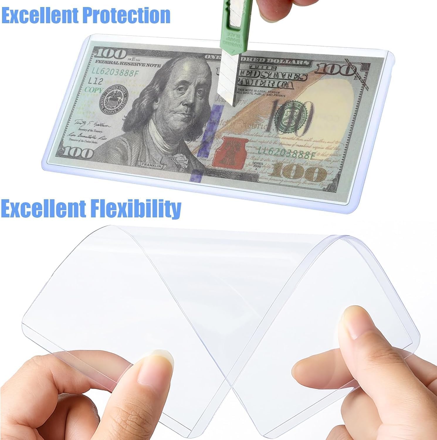 26 Pack Dollar Bill Sleeves, 6.8" x 2.9" Banknotes Top-Insert Holders, Hard Plastic Clear Money Holder, Waterproof Currency Sleeves Dollar Display Protector Organizer Case Supplies for Collectors image 5