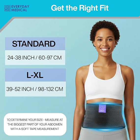 Everyday Medical Umbilical Hernia Belt for Men & Women - Breathable Abdominal Binder Post Surgery, Belly Support Band & Abdominal Compression Garment for Epigastric, Navel & Ventral Hernias - XXL