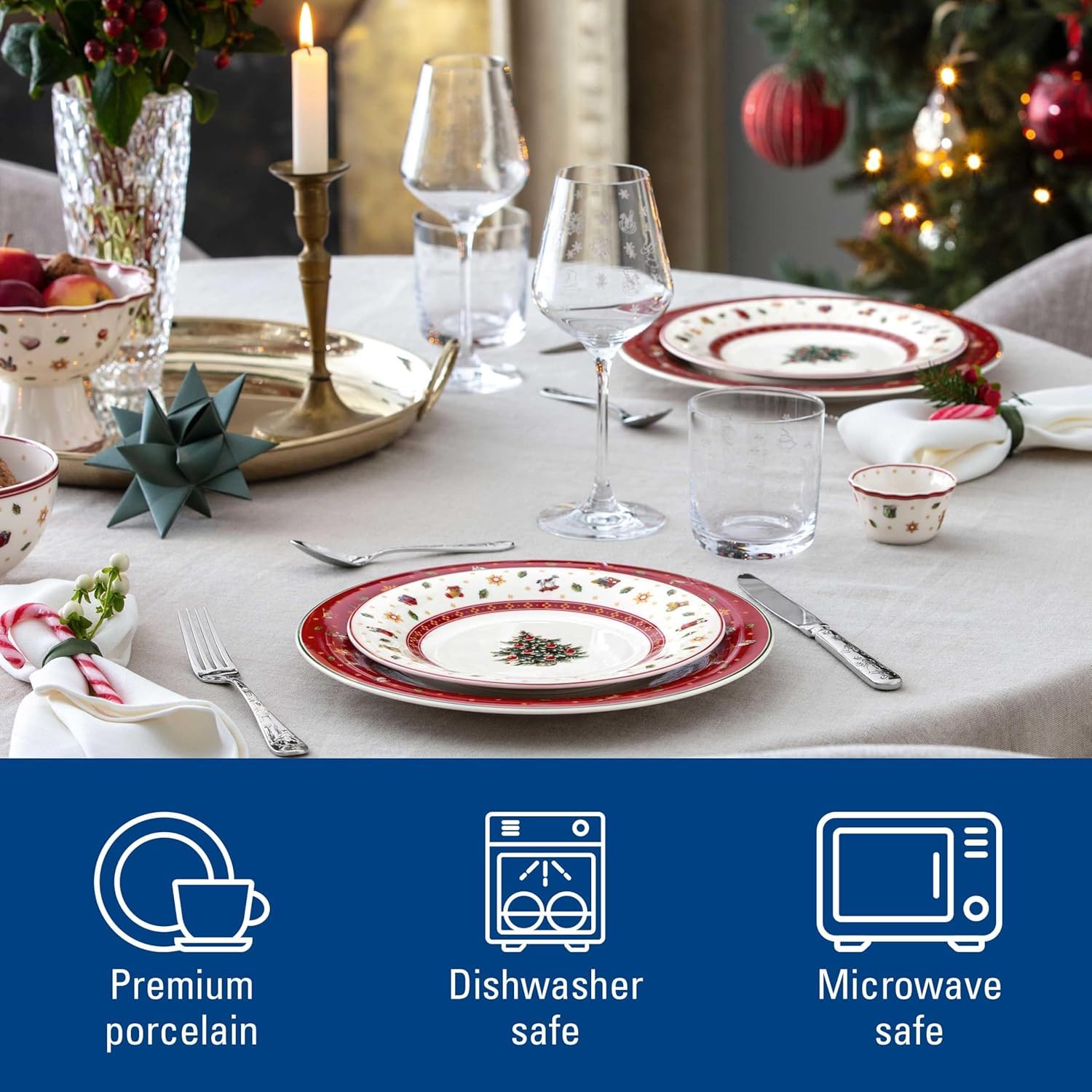 Villeroy & Boch Toy's Delight Specials Juego de 6 platos de desayuno y postre, color blanco, apto para lavavajillas, microondas, platos de desayuno, platos de postre, vajilla de Navidad, porcelana de