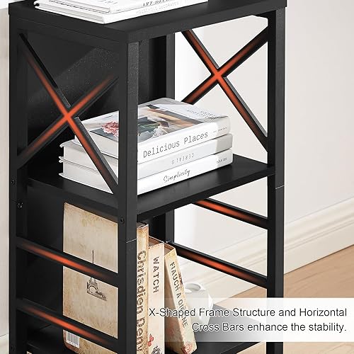 Miniatura 7 de Estantería industrial de 3 niveles, estantería rústica de madera y metal, estantería pequeña de almacenamiento independiente para espacios pequeños,