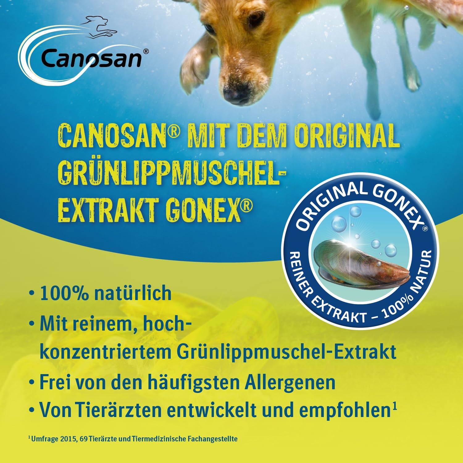 CANOSAN Pellets 2 x 1300 g Grünlippmuschel für Gelenkgesundheit bei Hunden
