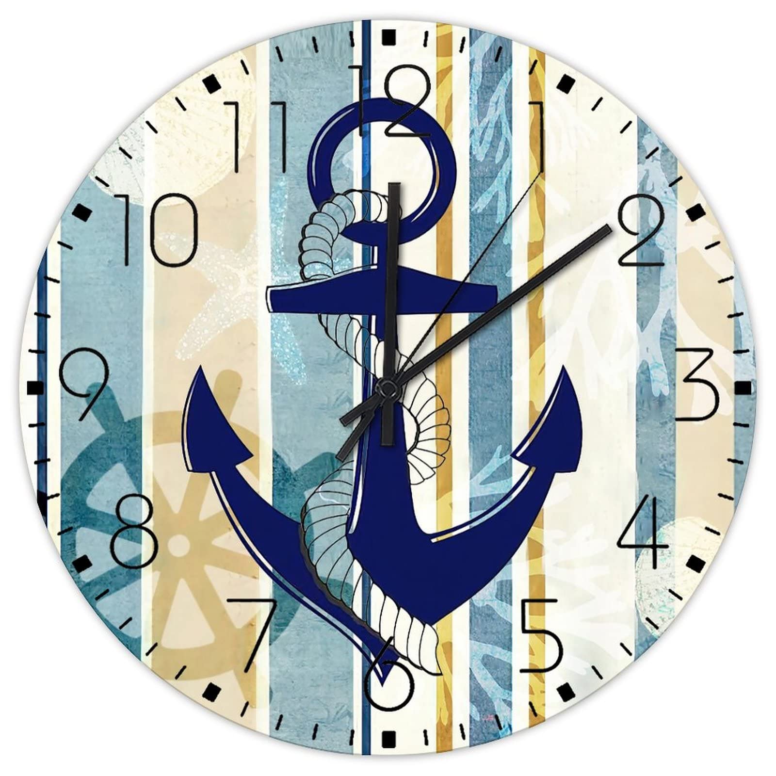 Horloge murale en bois 38 cm double face style ancre nautique