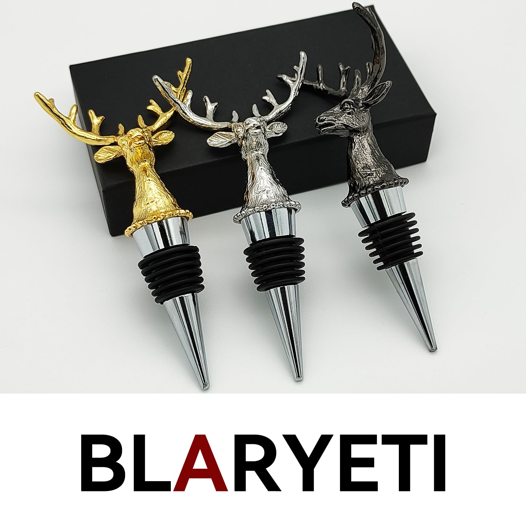 Bouchons De Vin Décoratifs En Forme De Cerf Et Cheval - Alliage Zinc Et Silicone - Lot De 2 - Idée Cadeau Originale