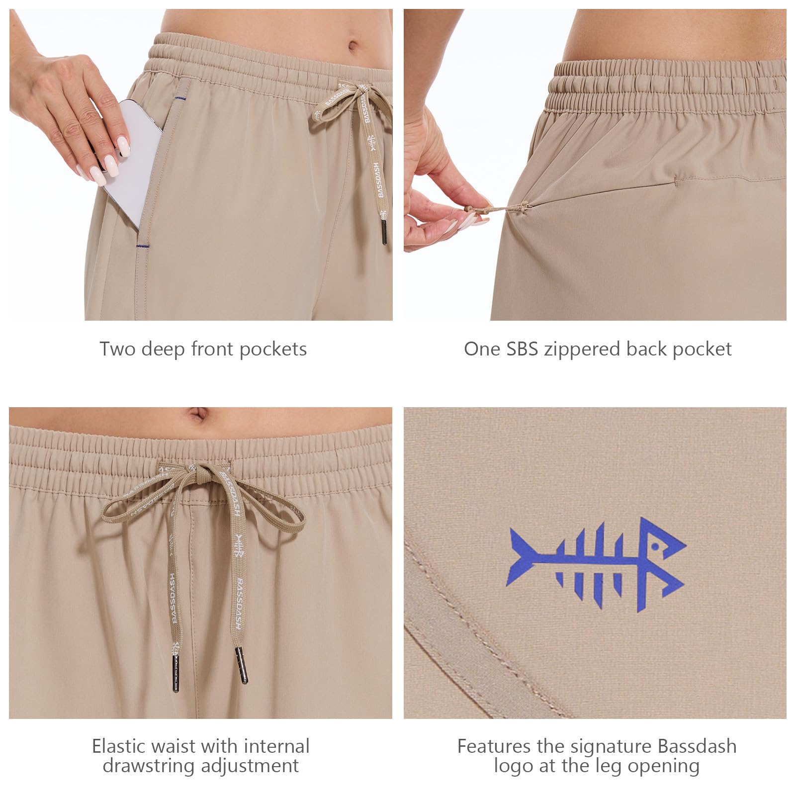Bassdash Femme Short Randonnée 5 Pouces UPF 50+ Léger et Imperméable à Séchage Rapide avec Poches pour Camping Sport Hiking Shorts FP05W
